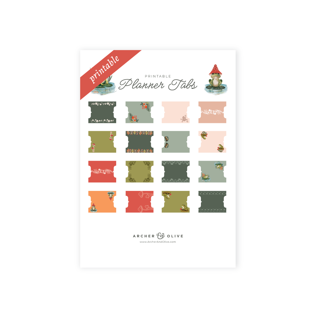 Mushroom Monarch: Printable Planner Tabs - Archer and Olive