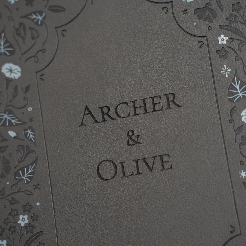 B5 Midnight Floral in Gray: Dot Grid Notebook - Archer and Olive