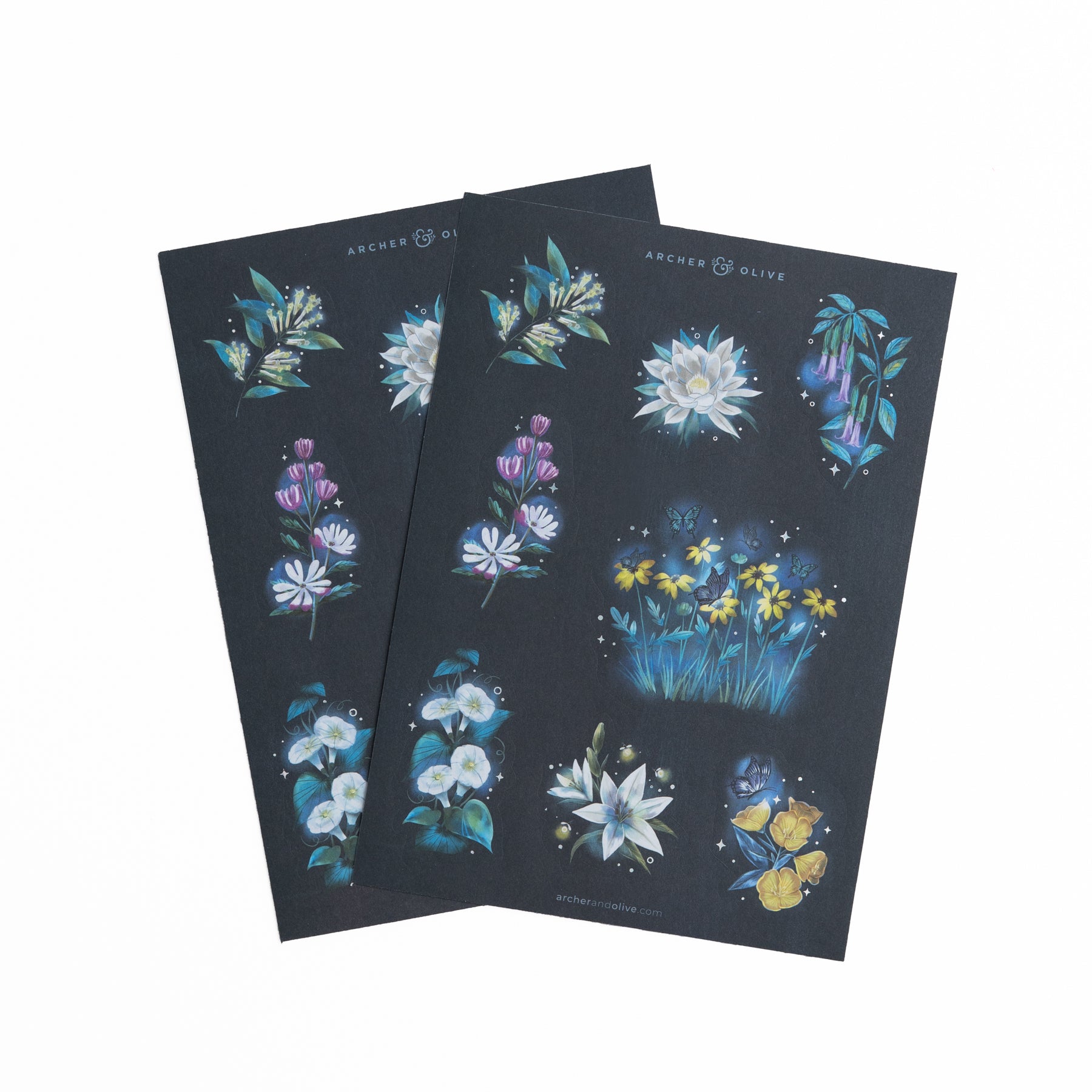 Midnight Floral Stickers - Archer and Olive