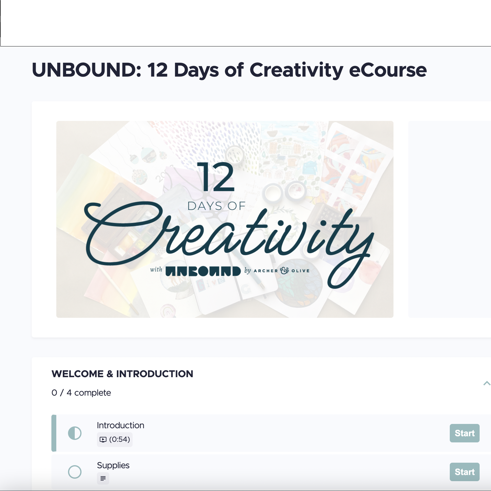 Unbound: 12 Days of Creativity eCourse - Archer and Olive