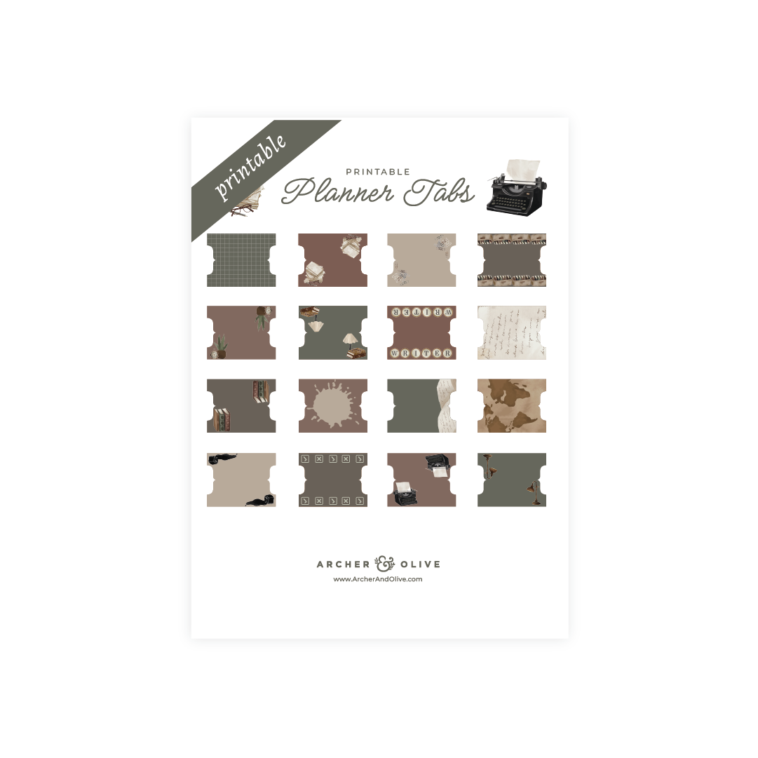 The Writer's Desk | Printable Planner Tabs