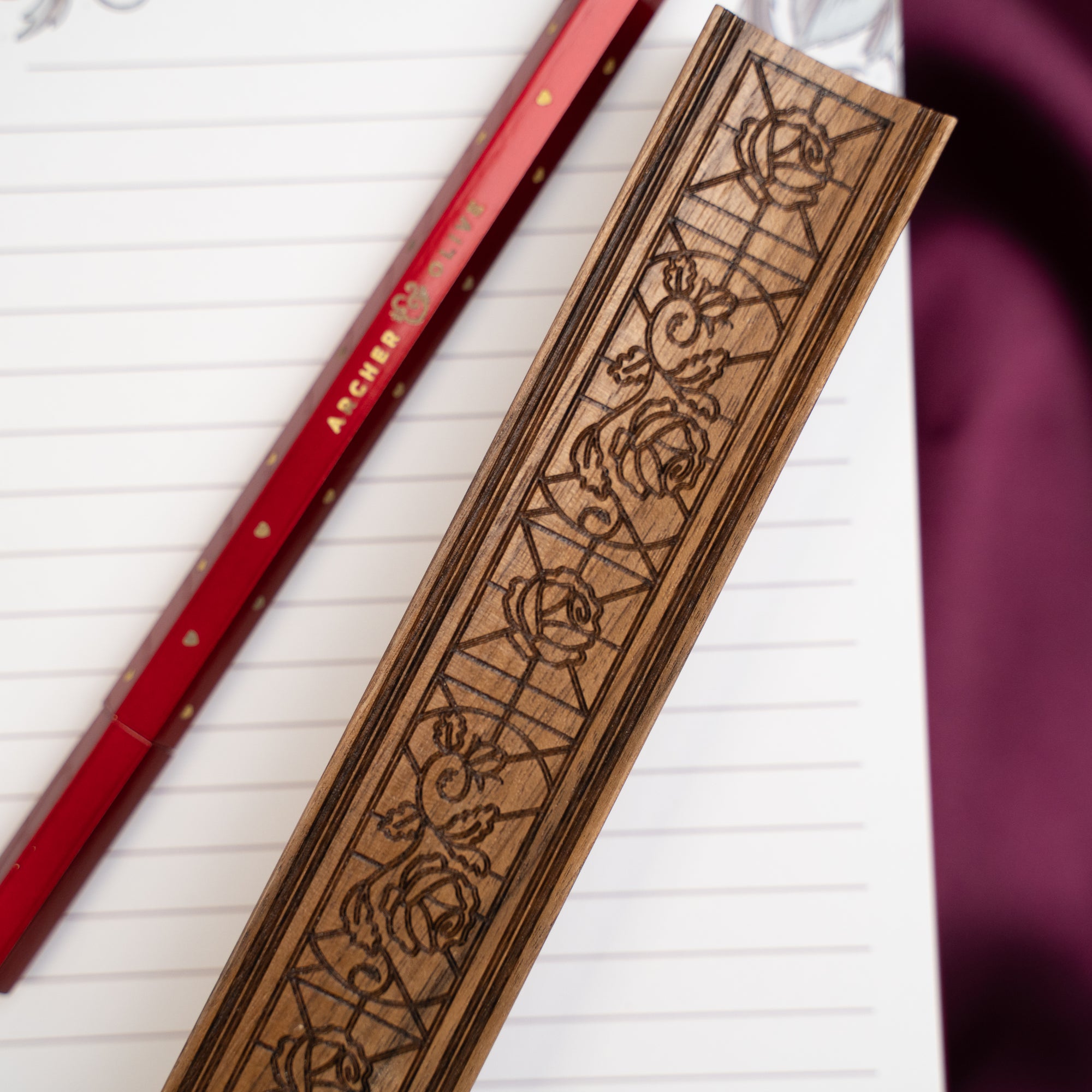 Wooden Pen holder with laser-cut designs 