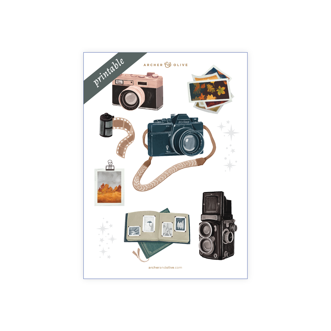 Vintage Camera: Printable Stickers - Archer and Olive