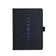 Black notebook with celestial design on a white background