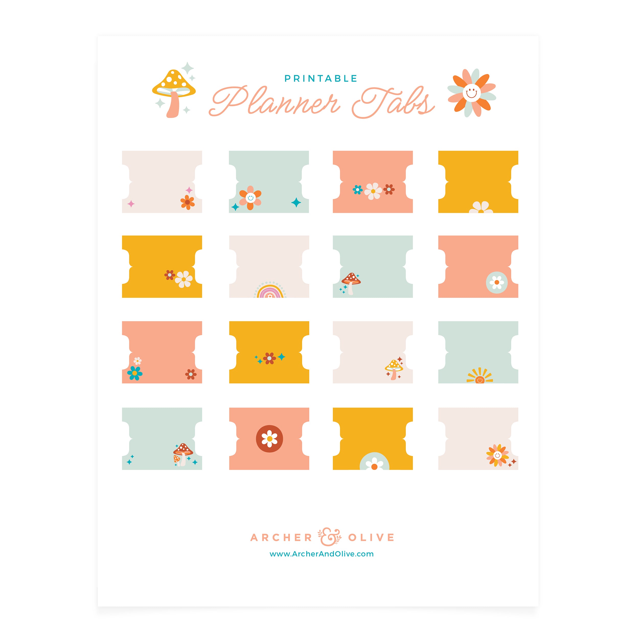 Daisy & Denim Printable Planner Tabs - Archer and Olive