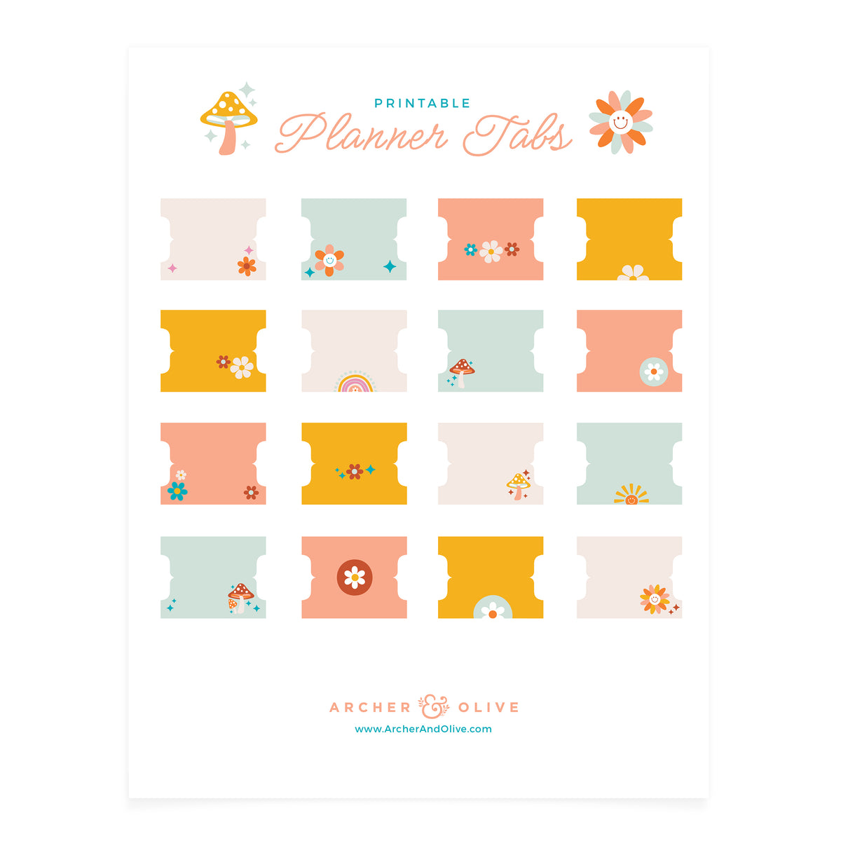 Daisy & Denim Printable Planner Tabs - Archer and Olive