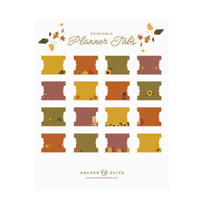 Swirling leaves: Printable Planner Tabs - Archer and Olive