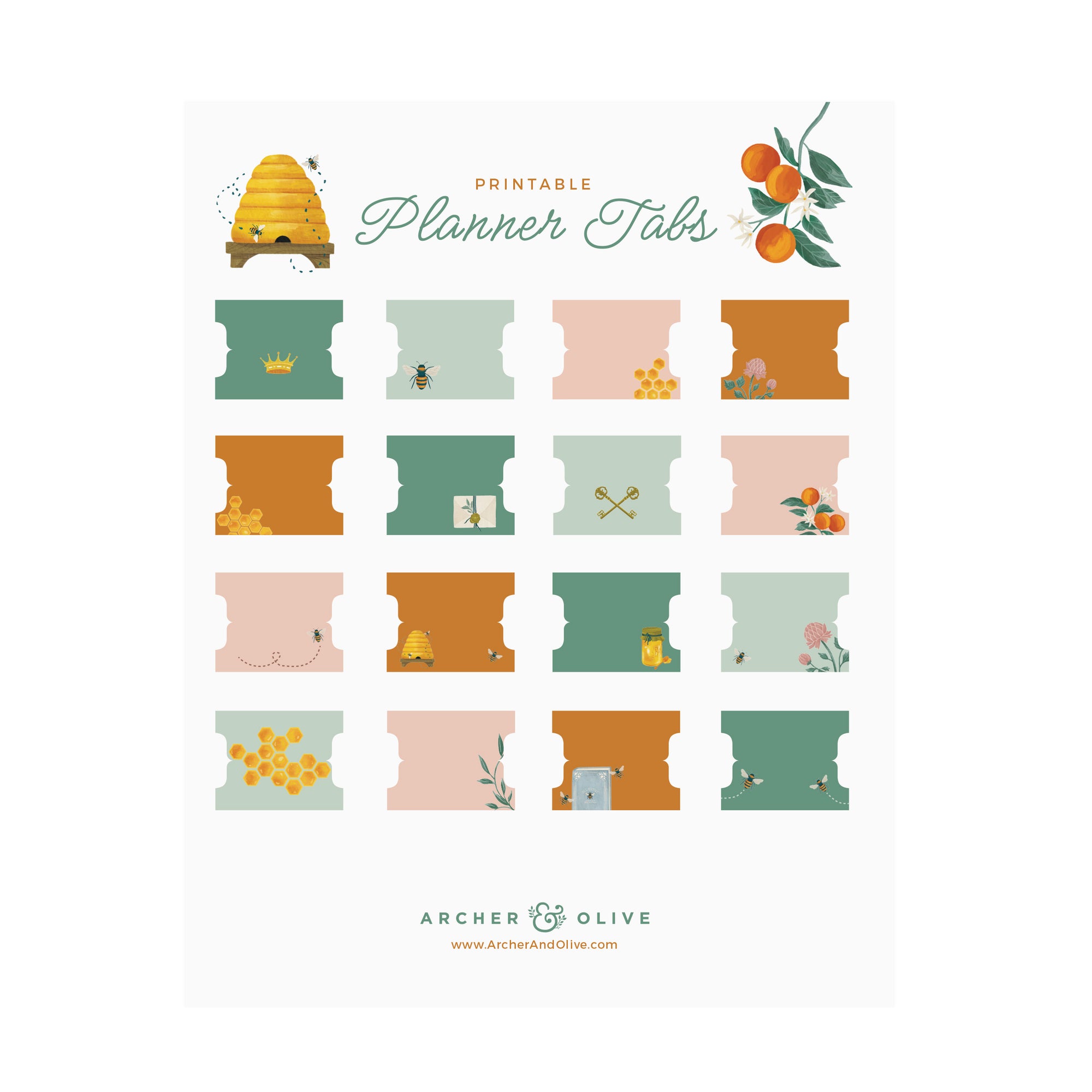Keeper Of Bees Printable Planner Tabs - Archer and Olive