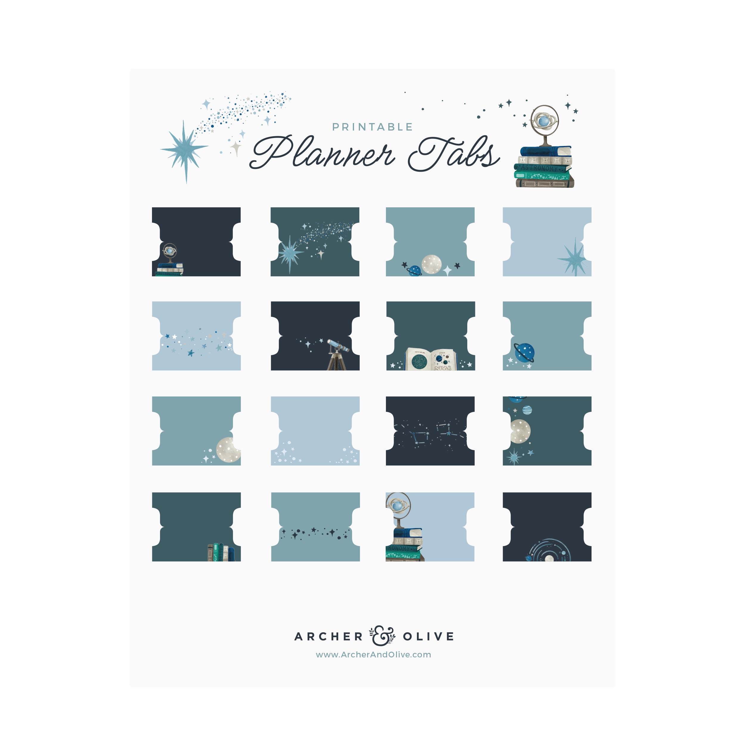 Meteor Shower Printable Planner Tabs | Archer and Olive