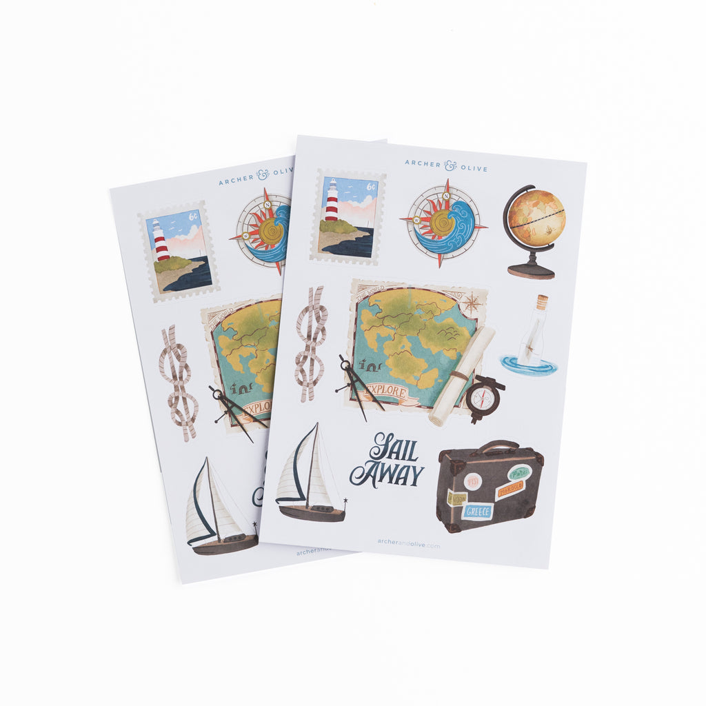 Compass Ruler Sticker Printable Compass Stickers | Archer and Olive