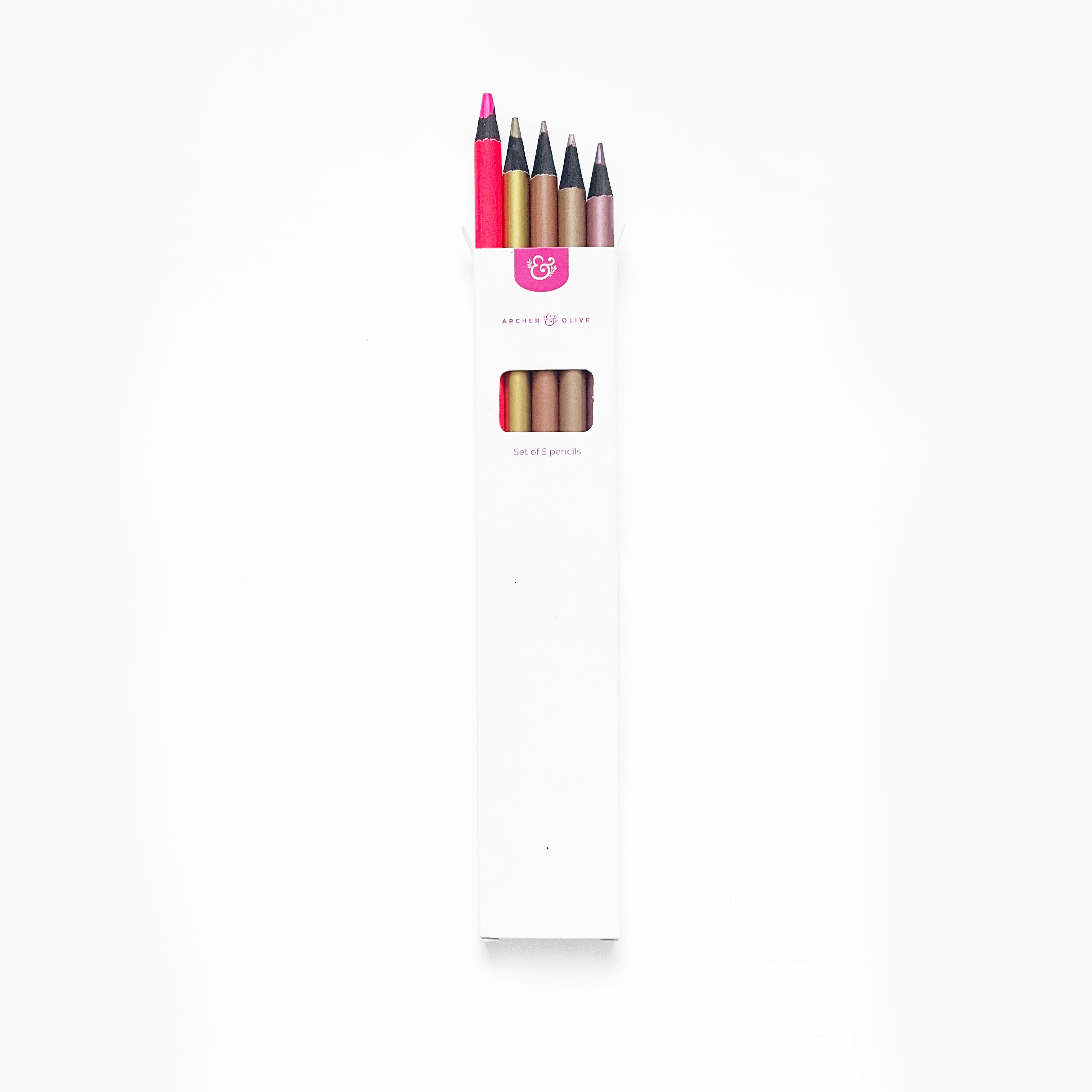 2022 Valentines Day Colored Pencils: Set of 5 - Archer and Olive