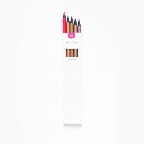 2022 Valentines Day Colored Pencils: Set of 5 - Archer and Olive