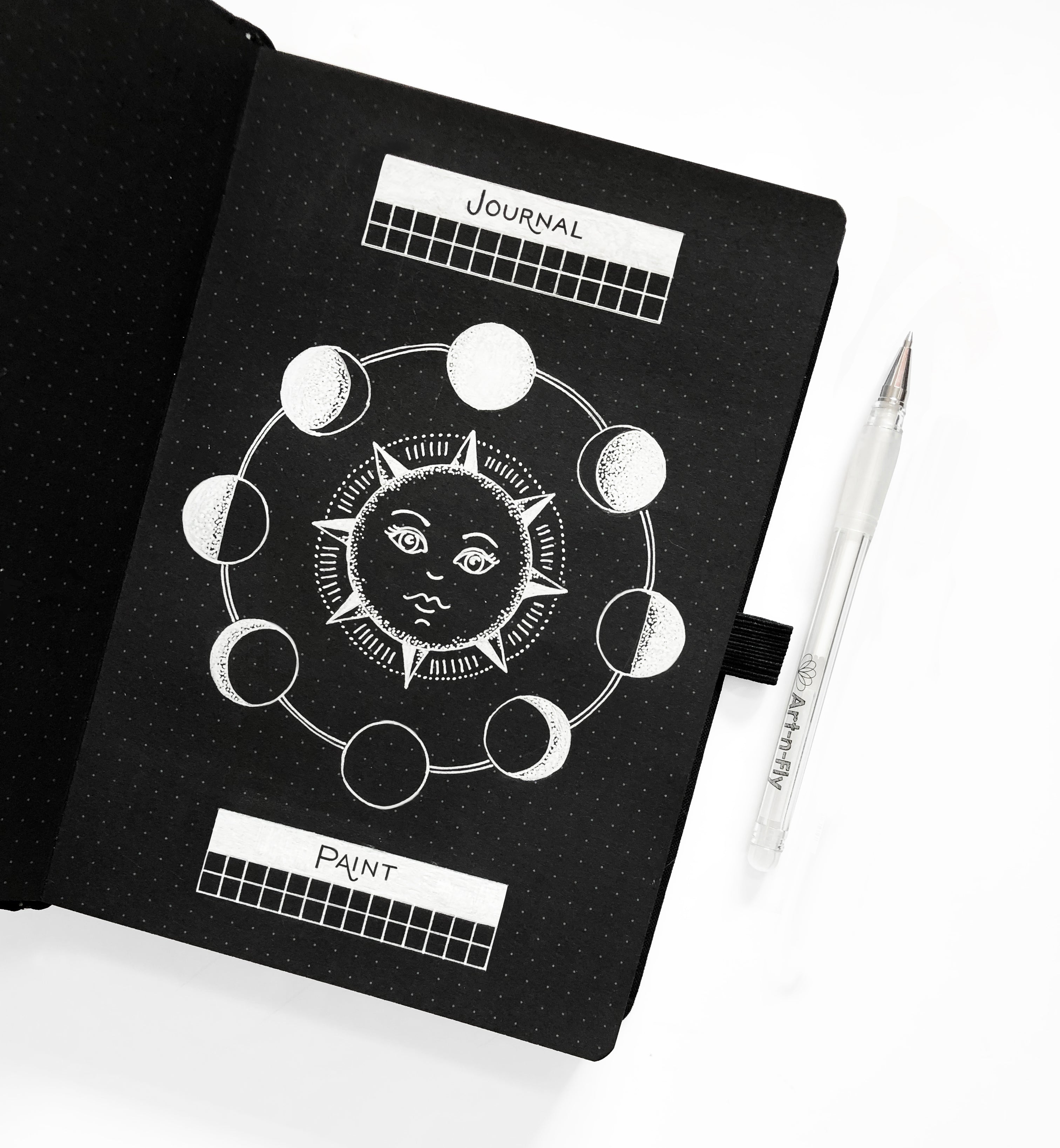 B5 Silver Crescent Blackout Dot Grid Notebook - Archer and Olive