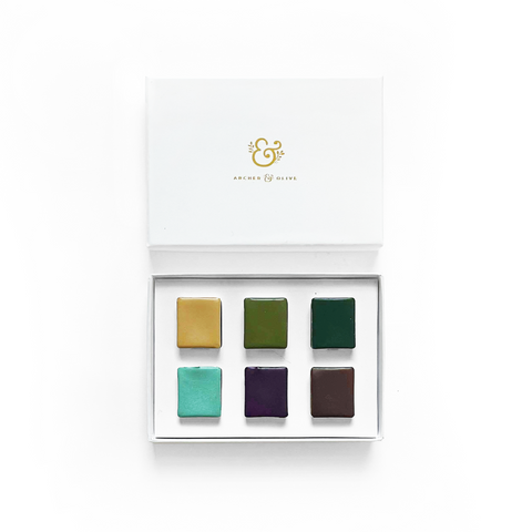 6 Pan Watercolor Set: Cool - Archer and Olive