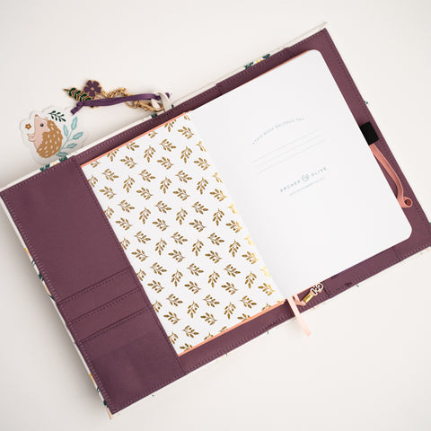 Vegan Leather Floral A5 Notebook Cover - Archer and Olive
