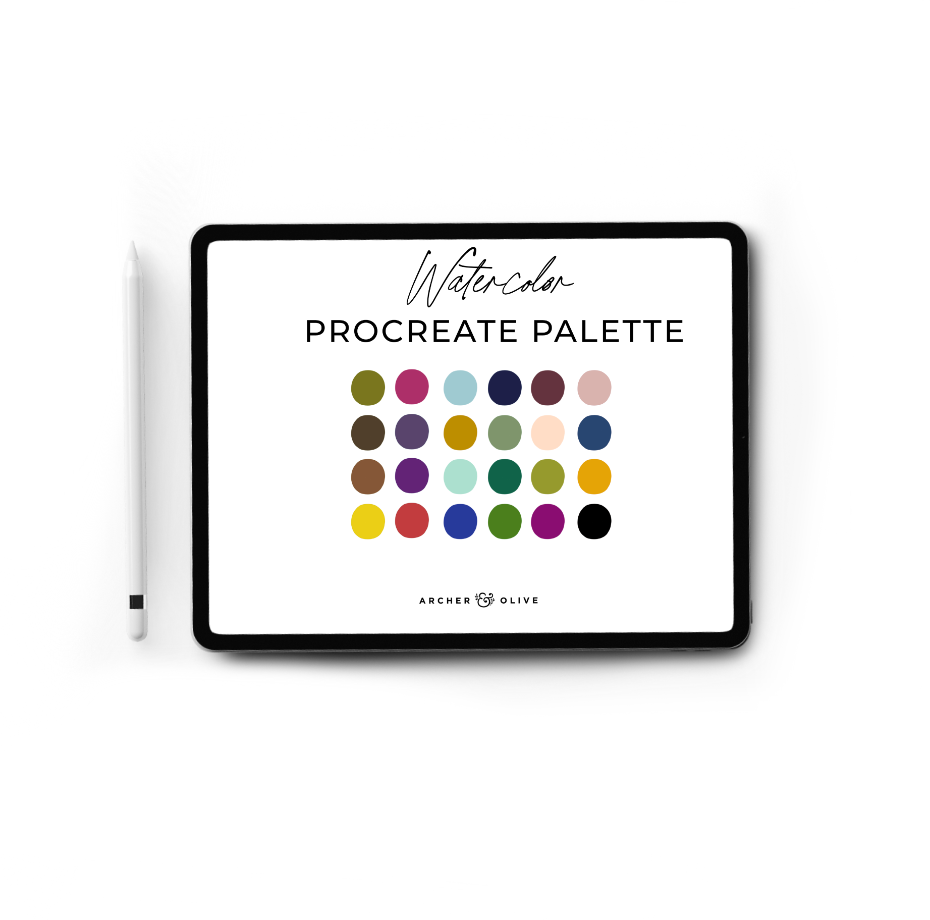 Procreate Watercolor Brush and Palette Set - Archer and Olive