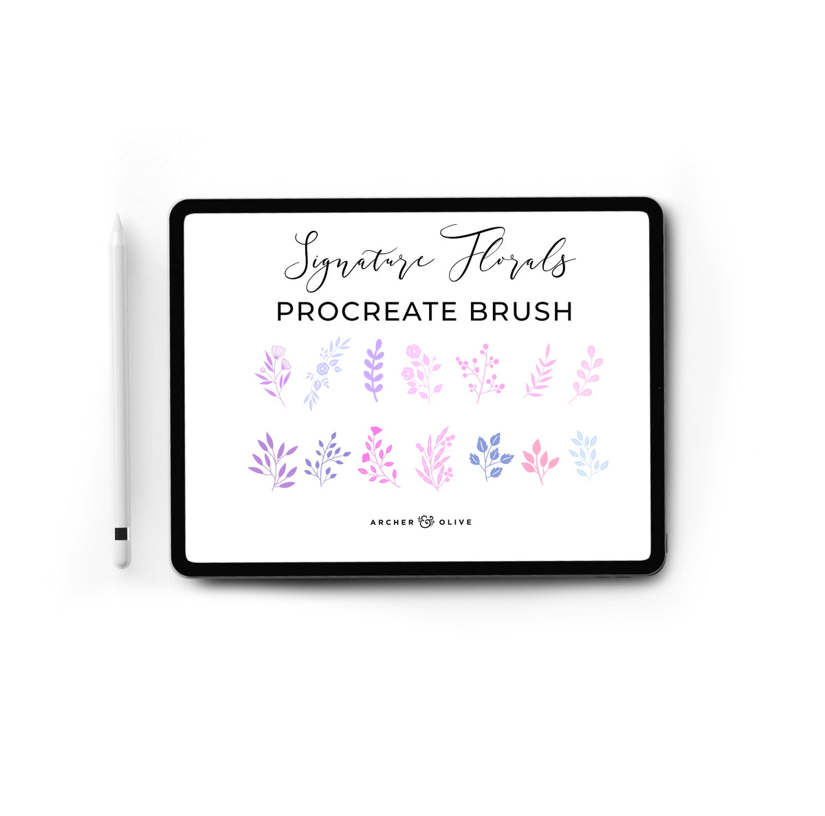 Procreate Stamp - Signature Floral Stamps + Ice Cream Palette - Archer and Olive
