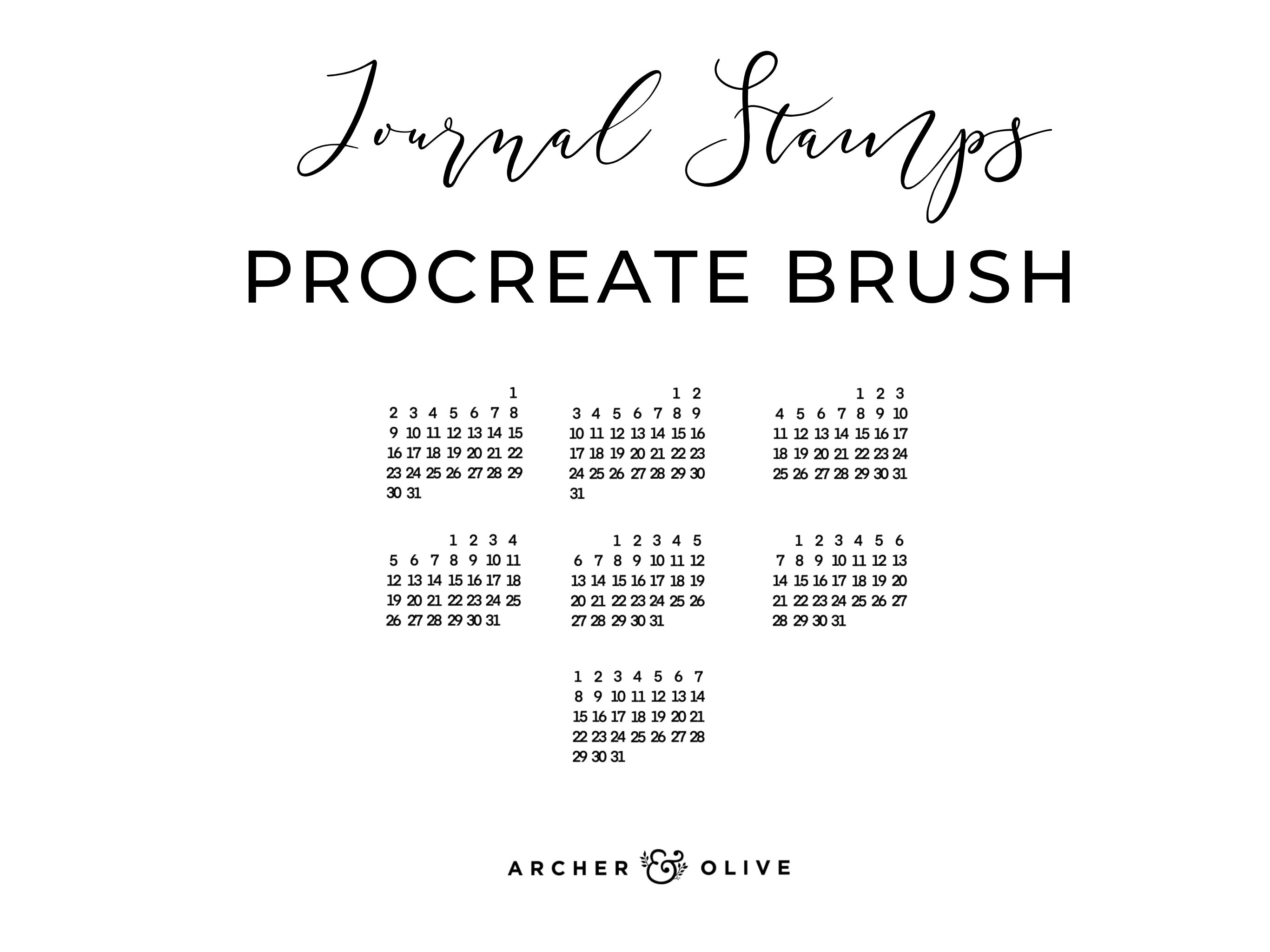 Procreate Stamp - Calendar - Archer and Olive