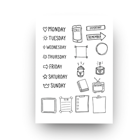 STICKERS Digital Journal Stickers Days of the Week Bundle 4 set of 3 