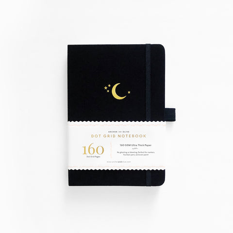 A5 Crescent Moon With Gold Edges Dot Grid Notebook - Archer and Olive